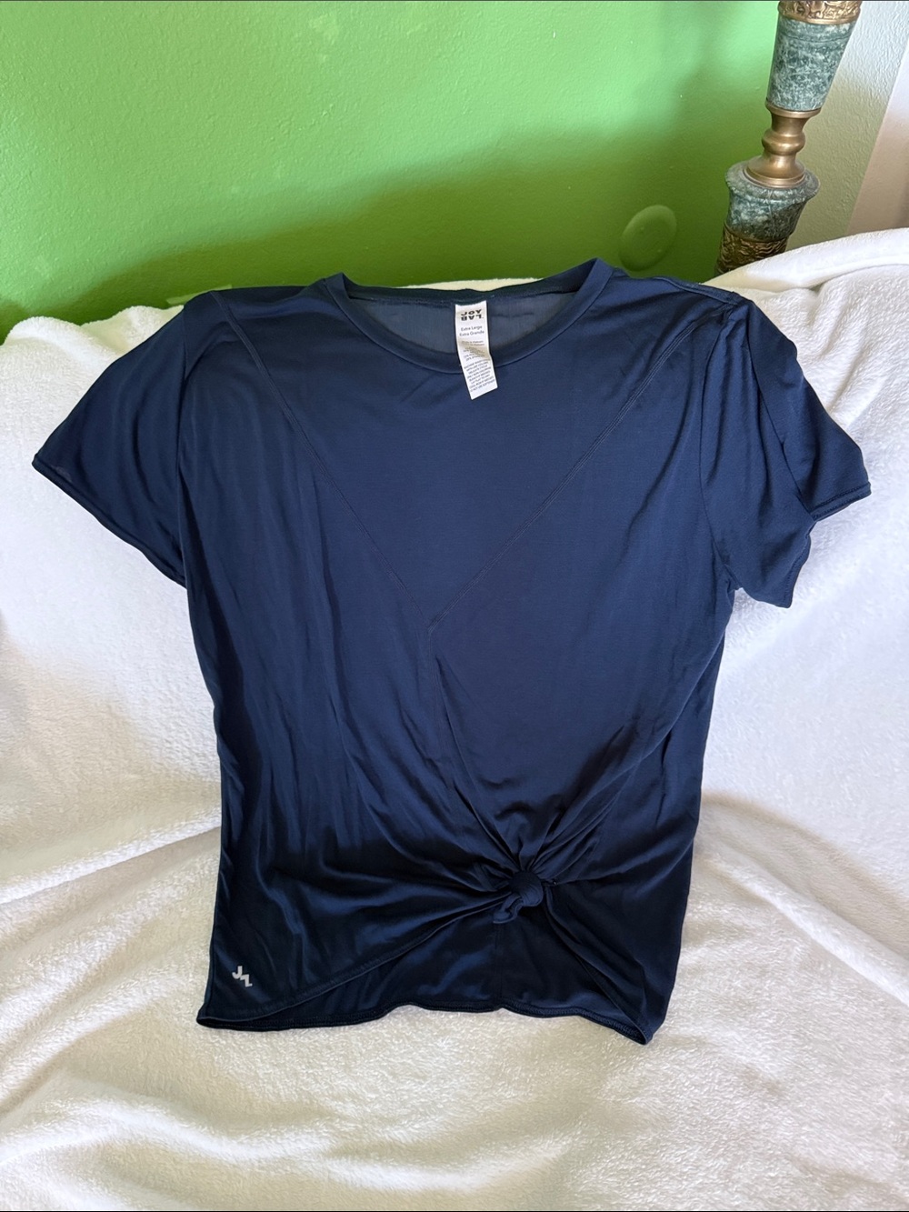 JoyLab Navy Short Sleeve Twist-Hem Tee